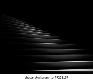 Black background  Stone stairs and abstract light  Steps in the darkness  3D rendering