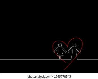 Black background The symbol of the love of two people - Shutterstock ID 1345778843
