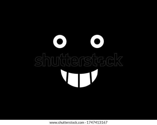 白い笑顔と目のイラストの黒い背景 暗い影のグラフィックスから笑顔と目の輝き のイラスト素材