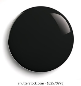 Black Badge Button Isolated On White.