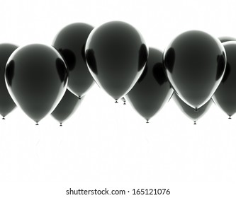 Black Balloons On A White Background