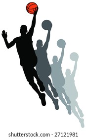 Black Basketball Player Silhouette Color Ball Stock Illustration ...