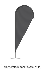 Black Beach Teardrop Flag. Black Banner