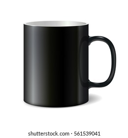 Black big ceramic cup for printing corporate logo. Cup isolated on white background.  3D illustration