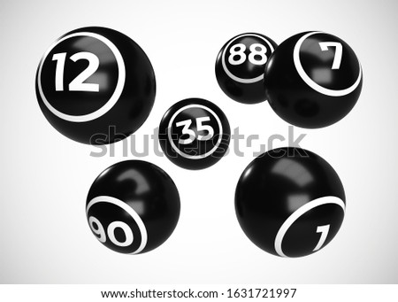 Black Bingo Balls 3D Render