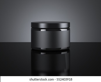 Black blank cream package on a dark background. 3d rendering