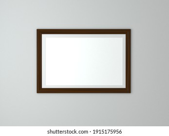 Black Blank Frame On The Wall. Design Mock Up. 3d Render Illustration