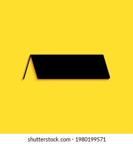 Black Blank Paper Table Card Icon Isolated On Yellow Background. Tent Card Icon. Long Shadow Style.