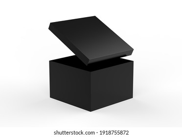 Black Blank Rigid Neck Box With Inner Foxing For Branding Presentation And Mock Up, 3d Illustration