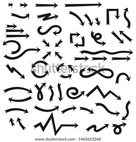 Black bold arrows. Sharp signs. illustration isolated on white background. Raster version