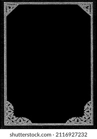 A black book, diary or notebook with a decorative frame. Space for text, menu, or title. 