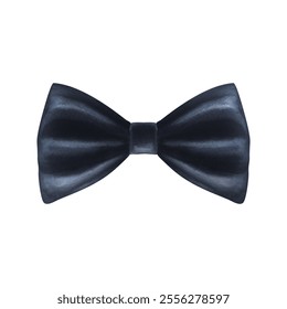 Black bow tie. Stylish satin ribbon bow for gentleman. Watercolor isolated illustration. Elegant garment for men and women for weddings and festive events. Fashion accessory for Father's Day - Powered by Shutterstock