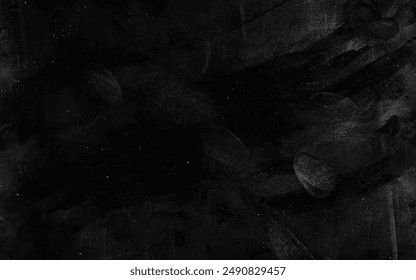 Black brush background vector texture design of old distressed vintage grunge with white watercolor painted stains and paint splash, textured elegant backdrop design vector illustration