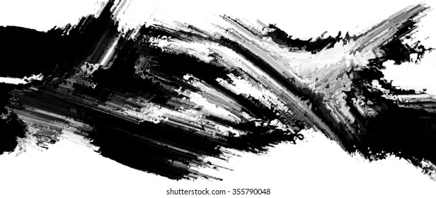 Black Brush Stroke Abstract Digital Painting For Background