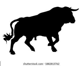 Black Bull Silhouette Isolated On White Stock Illustration 1882813762 ...