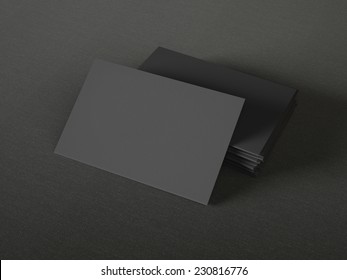 Black Business Cards On Textile Background