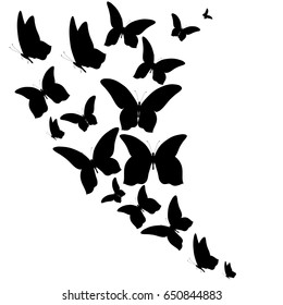 Silhouettebeautiful Butterflies Isolated On White Stock Vector (Royalty ...