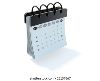 Black Calendar Icon Isolated On White