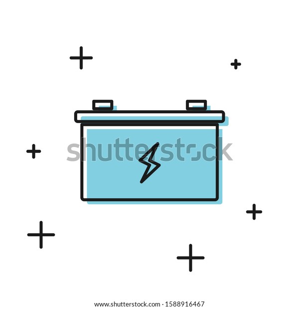 Black
Car battery icon isolated on white background. Accumulator battery
energy power and electricity accumulator battery. 
