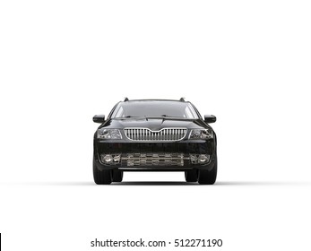 Black Caravan Family Car - Front View - 3D Render