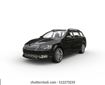 Black Caravan Family Car - Studio Shot - 3D Illustration