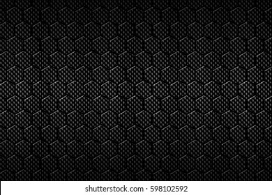 black carbon fiber hexagon pattern. background and texture. 3d illustration.