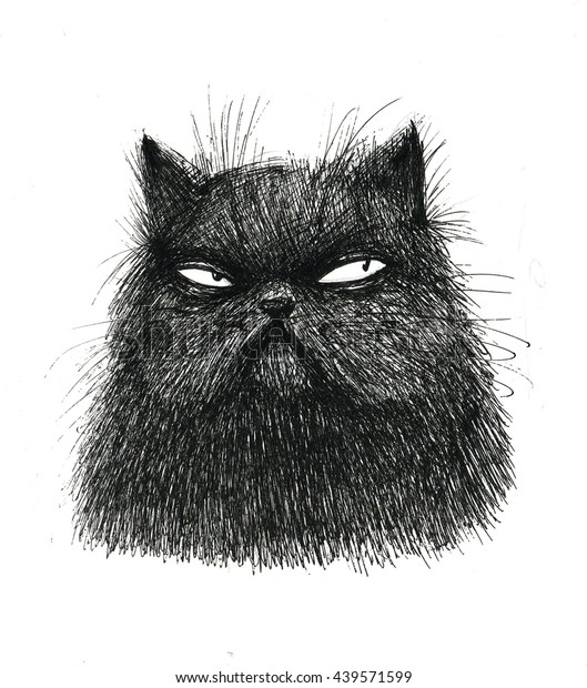 Schwarze Katze Illustration Auf Weissem Hintergrund Stockillustration