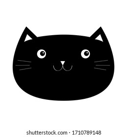 Black Cat Round Face Icon Cute Stock Vector (Royalty Free) 1607122216