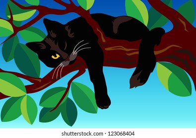 Black Cat On Tree Illustration Stock Illustration 123068404 | Shutterstock