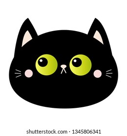 Black Cat Round Head Face Icon Stock Illustration 1345806341 | Shutterstock