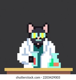 Black Cat Scientist In A Lab Coat Digital Art