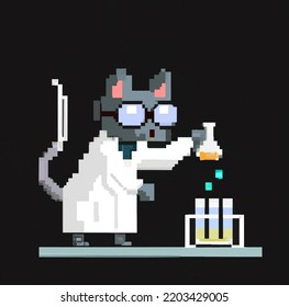 Black Cat Scientist In A Lab Coat Digital Art