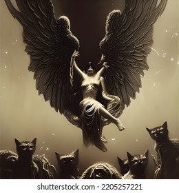 Black Cats With Fallen Angel