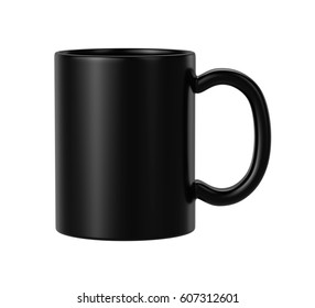 Black Ceramic Mug On White Background, 3D Rendering