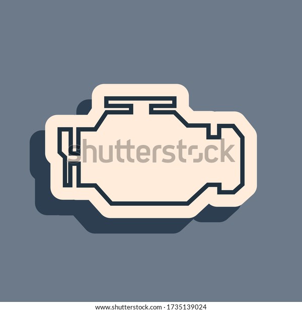 Black Check engine icon isolated on grey\
background. Long shadow\
style
