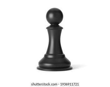 Black Chess Pawn Isolated On White Background. 3d Illustration