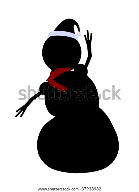 Black Christmas Snowman Illustration Silhouette On Stock Illustration ...