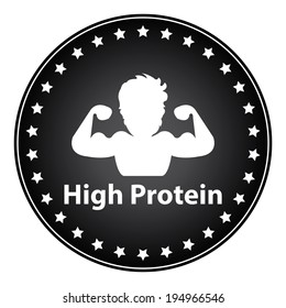 Black Circle High Protein Sticker Label Stock Illustration 194966546