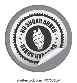 Black Circle No Sugar Added Product Label, Campaign Promotion Infographics Flat Icon, Peeling Sticker, Sign Isolated On White Background 