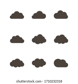 Black Cloud Set Icon,sign,symbol,pictogram Isolated On A White Background