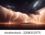 Black clouds with lightning at night