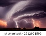 Black clouds with lightning at night