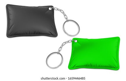 Black and Colorful Rectangular Promotion Pillow  Promotion Keychain PSD Mockup Set