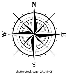 Black Compass Rose Isolated On White Stock Illustration 27145405 ...