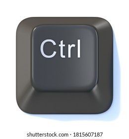 Black computer keyboard CTRL key 3D render illustration isolated on white background