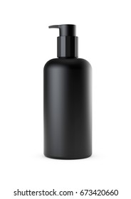 Black Cosmetics Bottle With Pump Dispenser 3D Rendering