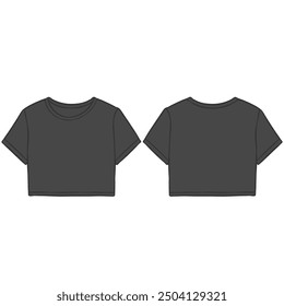 black crop top shirt mockup illustration