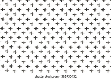 Black Cross Pattern Painted With Watercolor Isolated On White Background