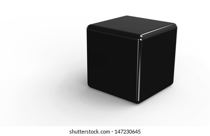 Black Cube Box Isolated On White