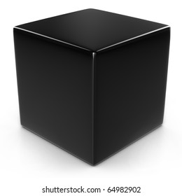 Black Cube Isolated Over White